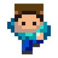 Minicraft Plus "Familiar Boy" skin that references Steve from Minecraft.